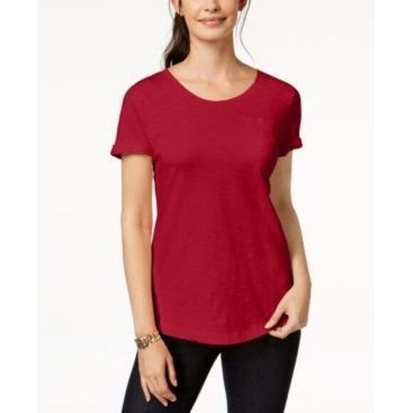 Style & Co Cuffed-Sleeve Cotton T-Shirt - Picture 1 of 1